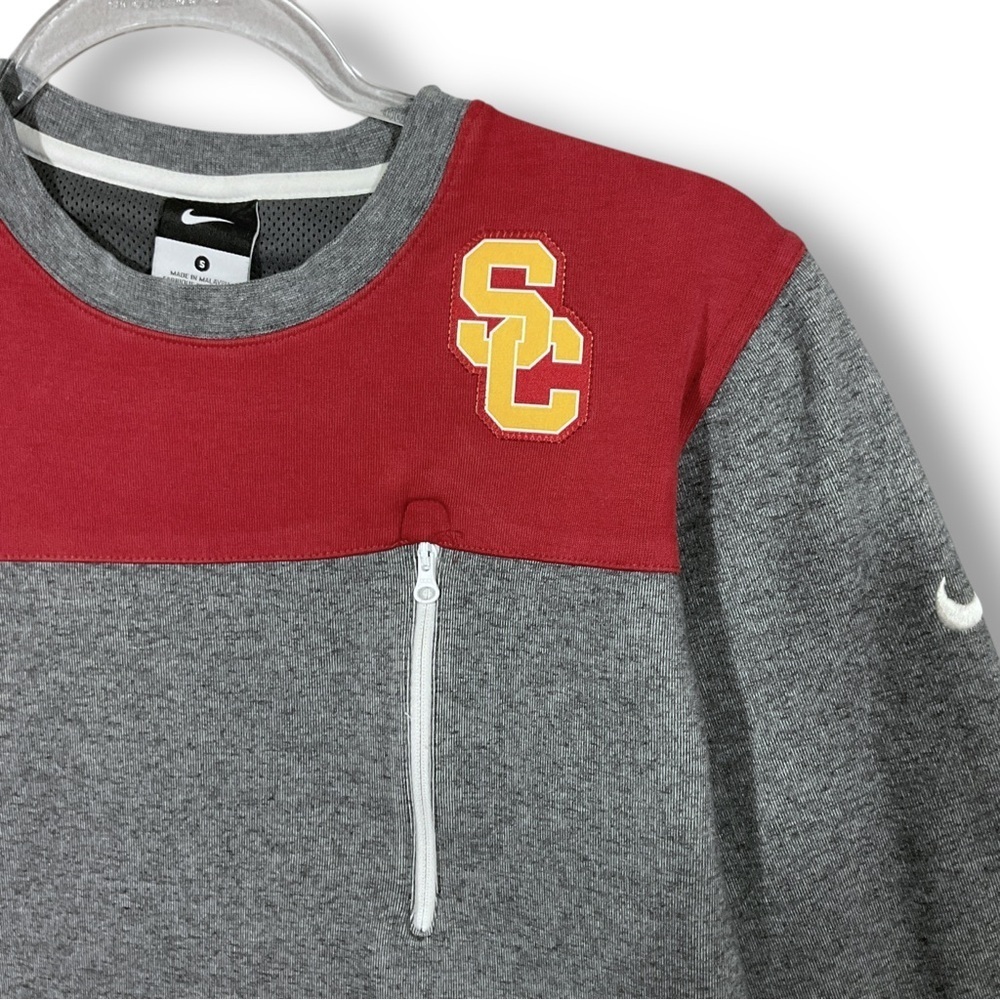 Nike USC Trojans Mens Pullover Sz S Crew Neck Colorblock Zip Pocket Gray - Picture 4 of 11